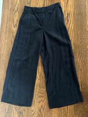 Loft Cropped Black Linen Blend Pants